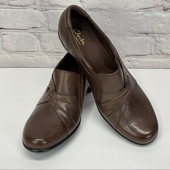 Clarks Bendables Women's Size 11 Brown Leather Ruching Minimalist Shootie Casual - Picture 6 of 12